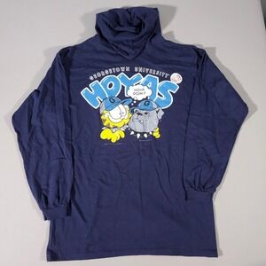 Garment Graphics Georgetown University Hooded Shirt Mens L Blue Garfield Hoyas